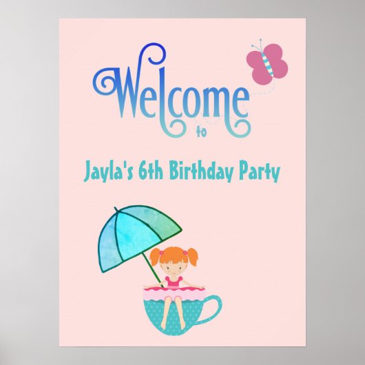 Welkom aangepaste naam geboorthday Party Teacup Gi Poster (Voorkant)