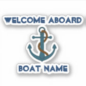 Welkom Aboard Boat name Anchor Nautical Sticker (Voorkant)