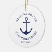 Welkom Aboard marvy white custom nautical anchor Keramisch Ornament (Links)