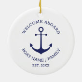 Welkom Aboard marvy white custom nautical anchor Keramisch Ornament (Achterkant)