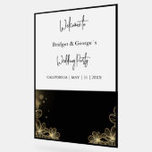 Welkom abstract Bloemen Zwart & Frosted Acryl Bord (Hoek)