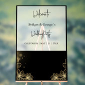 Welkom abstract Bloemen Zwart & Frosted Acryl Bord (Neutraal)