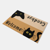 Welkom afscheid kat Doormat, klapzwarte kat Deurmat (Schuin)