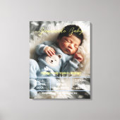 Welkom Baby | Aangepaste foto Pasgeboren statistie Canvas Afdruk (Voorkant)