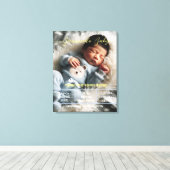 Welkom Baby | Aangepaste foto Pasgeboren statistie Canvas Afdruk (Insitu (Houten vloer))