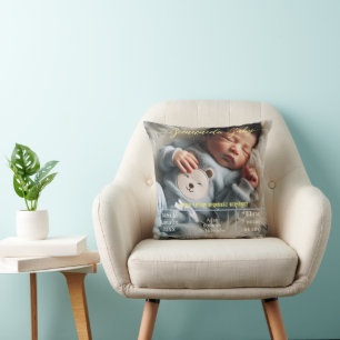 Welkom Baby Aangepaste foto Pasgeboren statistie Kussen