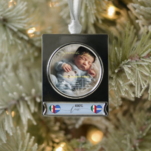 Welkom Baby Aangepaste foto Pasgeboren statistie Verzilverd Banner Ornament