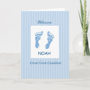 Welkom Baby achterkleinzoon voetafdrukken blauw Kaart
