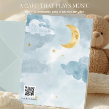 Welkom Baby Blau Aquarel Maan QR Code Slaapliedje