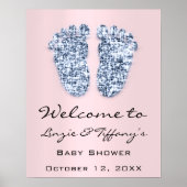 Welkom Baby Blue  Voeten Baby Shower Jongen Roze Poster (Voorkant)