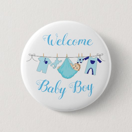 Welkom Baby Boy Ronde Button 5,7 Cm (Voorkant)