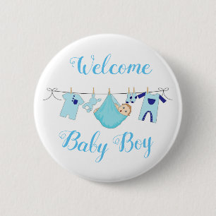 Welkom Baby Boy Ronde Button 5,7 Cm