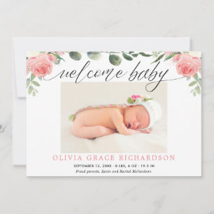 Welkom baby eucalyptus florale geboorte aankondigi