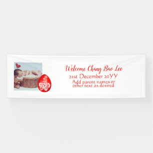 WELKOM Baby Foto Banner Rode Ei en Gember Feest