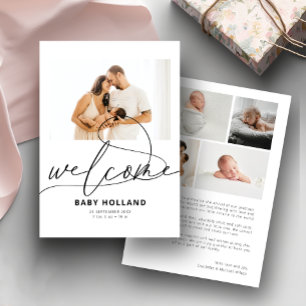 Welkom Baby Foto Modern minimalistische geboorte Aankondiging