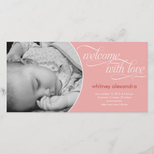 Welkom Baby geboorteaankondiging - Roze Aankondiging