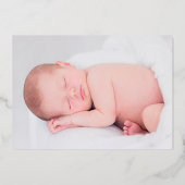 Welkom Baby geboortefoto Roos Elegant Script Gold Folie Uitnodiging (Achterkant)