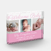 Welkom Baby Girl 3 Fotografie  Roze Script Fotoblokken (Links)