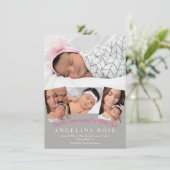 Welkom Baby Girl Aankondiging (Staand voorkant)