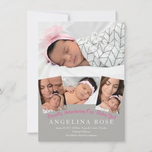 Welkom Baby Girl Aankondiging (Voorkant)