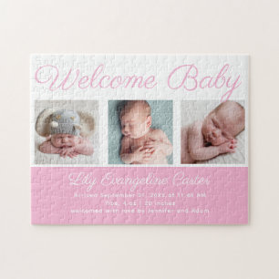 Welkom Baby Girl Blue Cute Newborn Foto Gift Legpuzzel