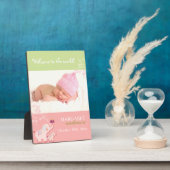 Welkom Baby Girl Cute Pink Elephant Baby Foto Fotoplaat (Zijkant)