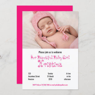 Welkom Baby Girl Shower Fotoparty uitnodiging