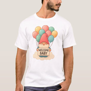 Welkom Baby Gnome met pastelballonnen T-shirt