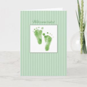 Welkom, Baby, groen, gefeliciteerd, nieuwe babyvoe Kaart