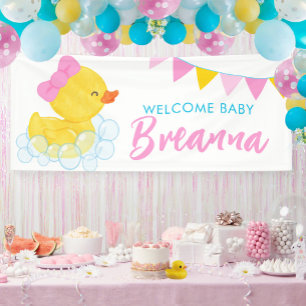Welkom Baby Grote Meisje Rubber Eend Baby shower Spandoek