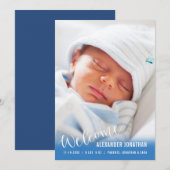 Welkom Baby Jongen Verticale Foto Aankondiging (Voorkant / Achterkant)