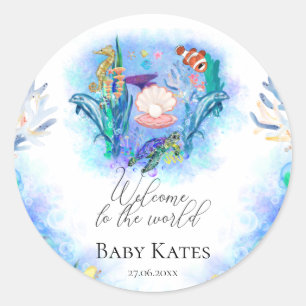 Welkom Baby Ocean Zee Animals Ronde Sticker