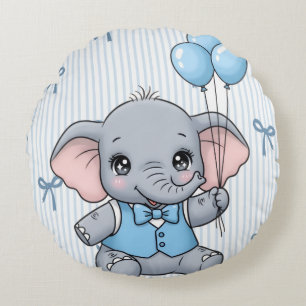 Welkom Baby Olifant Jongen Douche Tag Rond Kussen