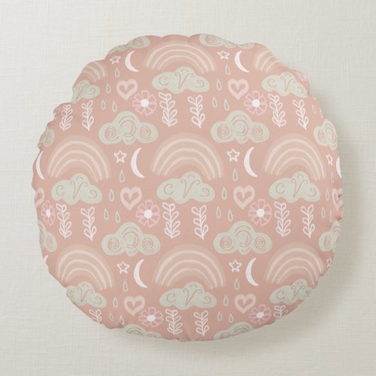 Welkom Baby Pink Rond Kussen (Voorkant)