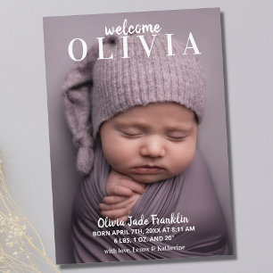 Welkom Baby Portret Foto geboorteaankondiging Aankondiging