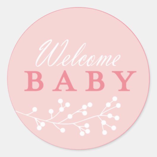 Welkom Baby Roze Baby shower Stickers (Voorkant)