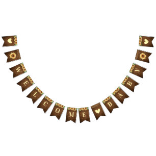 Welkom Baby Rustic Sunflower Herfst Shower Sprinkl Vlaggetjes