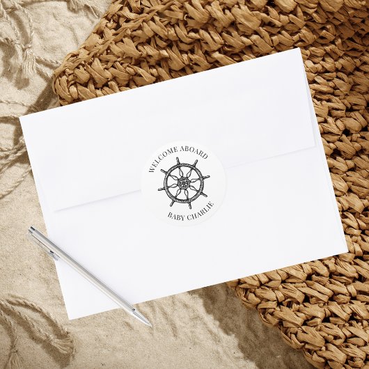 Welkom Baby Ship's Wheel Envelope Seal Ronde Sticker