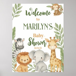 Welkom Baby shower Baby Dieren Poster