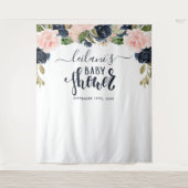Welkom Baby shower marineroze plein Wandkleed (Voorkant)