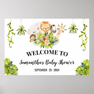 Welkom Baby shower Oerwoud Wilde dierentuin Poster
