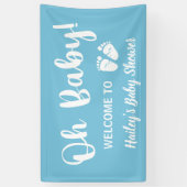 Welkom Baby shower Oh Baby Blue Spandoek (Verticaal)
