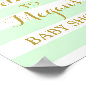 Welkom Baby shower Sign Mint Stripe Gold Confetti Poster (Hoek)