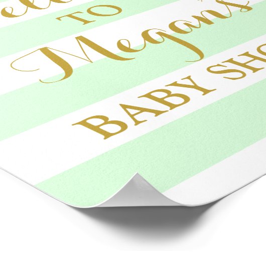 Welkom Baby shower Sign Mint Stripe Gold Confetti Poster (Hoek)