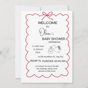 Welkom Baby Shower Uitnodiging Knuffel Beer