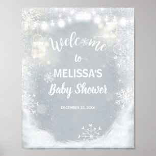 Welkom baby shower Winter Snowflakes Rustic Poster
