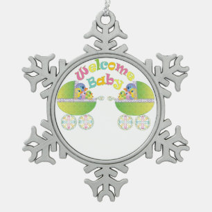 Welkom Baby Tin Sneeuwvlok Ornament