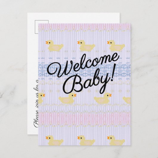 Welkom Baby Uitnodiging Briefkaart (Voorkant / Achterkant)