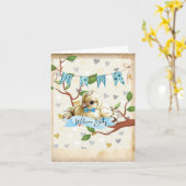 Welkom Baby vogel Kaart (Gele Bloem)