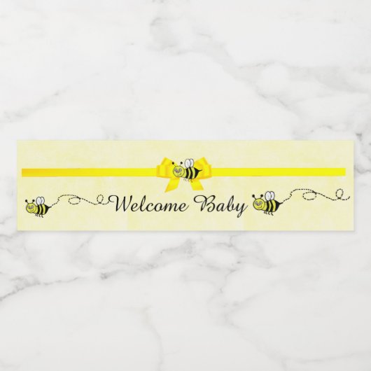 Welkom Baby Yellow Bumblebee Water Labels Waterfles Etiket (Enkel label)